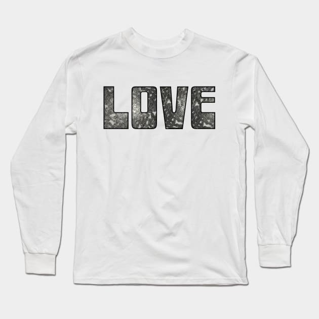 Mass of Bike Chain Love (black outline) Long Sleeve T-Shirt by NeddyBetty